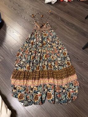 fitted lace wedding dress Sail to Sable Tropical Block Print Long Sleeve Tunic Flare Dress Tropical Block Print / L / F25229